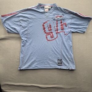 Clench Shirt Mens XL Blue 94 Patch Graphic V-Neck Jersey‎ Tee Sportswear